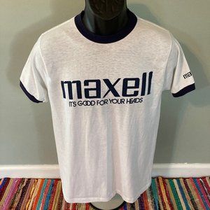 80s Maxell Cassette Tape Shirt White Anvil Large